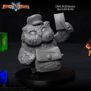 Owl Postman Miniature | Tabletop RPG Miniature | Epic 'N' Stuff | Roleplaying 3D Printed Fantasy Mini - 3DPrintDen