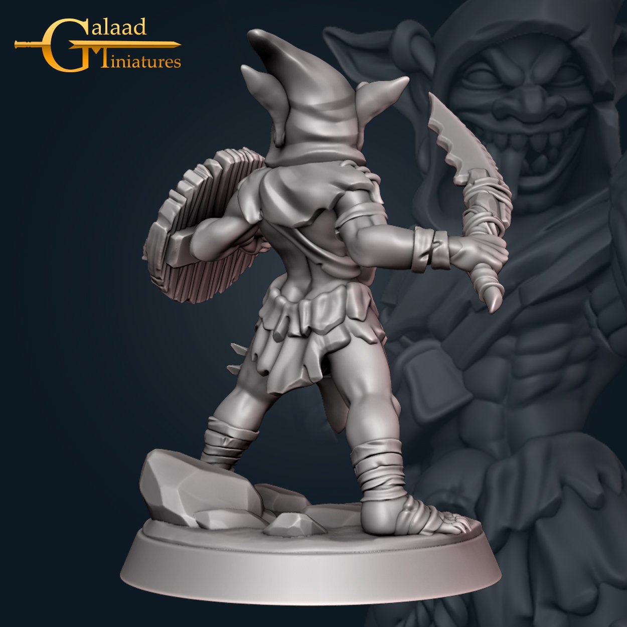 Goblin Fighter Miniature | Tabletop RPG Miniature | Galaad Miniatures | Roleplaying 3D Printed Fantasy Mini - 3DPrintDen