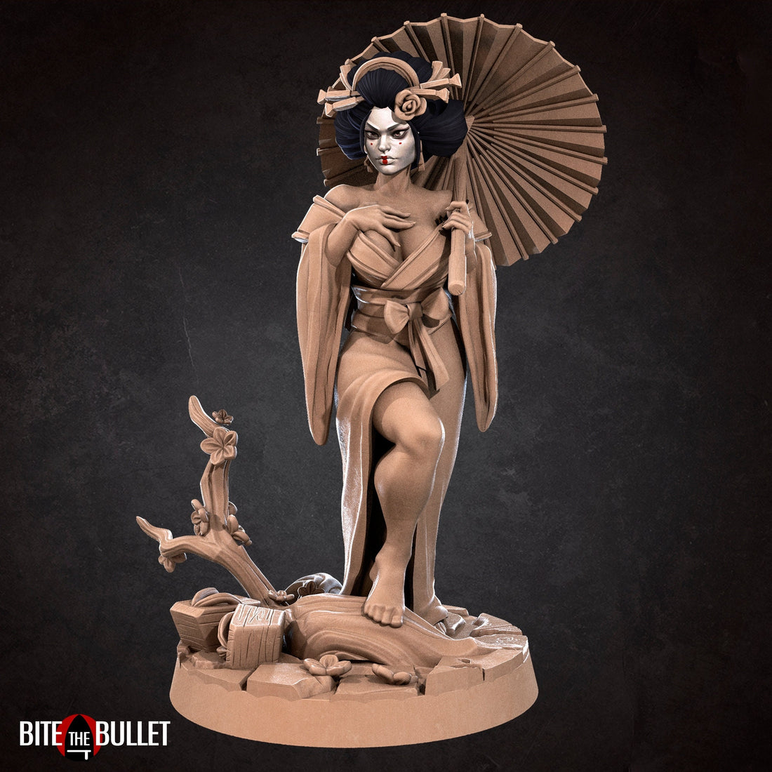 Geisha Miniature | Tabletop RPG Miniature | Bite the Bullet | Roleplaying 3D Printed Fantasy Mini - 3DPrintDen