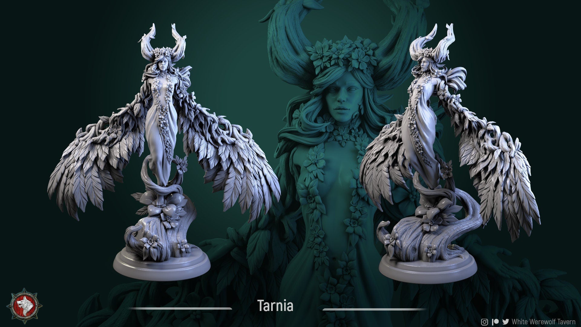 Wood Elven Queen Miniature, Tarnia | Tabletop RPG Miniature | White Werewolf Tavern | Roleplaying 3D Printed Fantasy Mini - 3DPrintDen