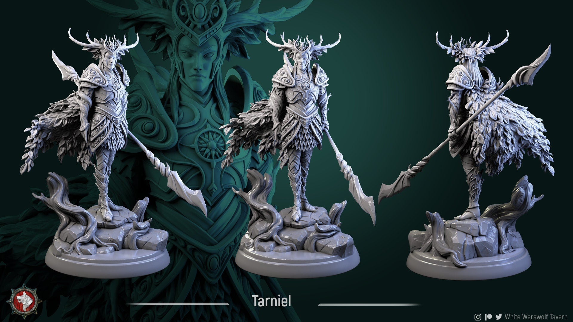 Wood Elf King Miniature, Tarniel | Tabletop RPG Miniature | White Werewolf Tavern | Roleplaying 3D Printed Fantasy Mini - 3DPrintDen