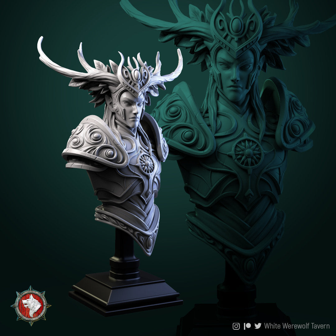 Wood Elf King Bust, Tarniel | Tabletop RPG Miniature | White Werewolf Tavern | Roleplaying 3D Printed Fantasy Mini - 3DPrintDen