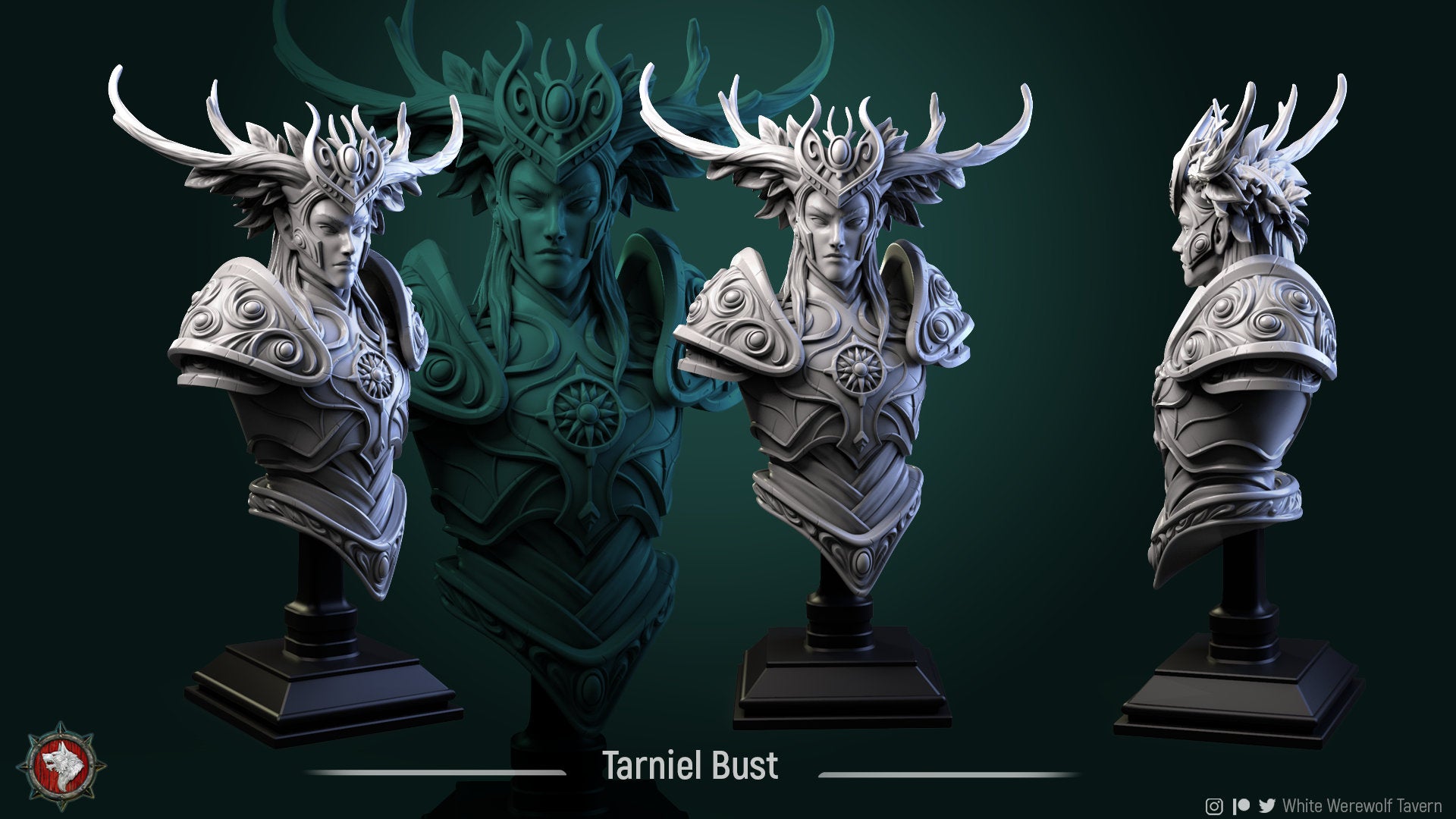 Wood Elf King Bust, Tarniel | Tabletop RPG Miniature | White Werewolf Tavern | Roleplaying 3D Printed Fantasy Mini - 3DPrintDen