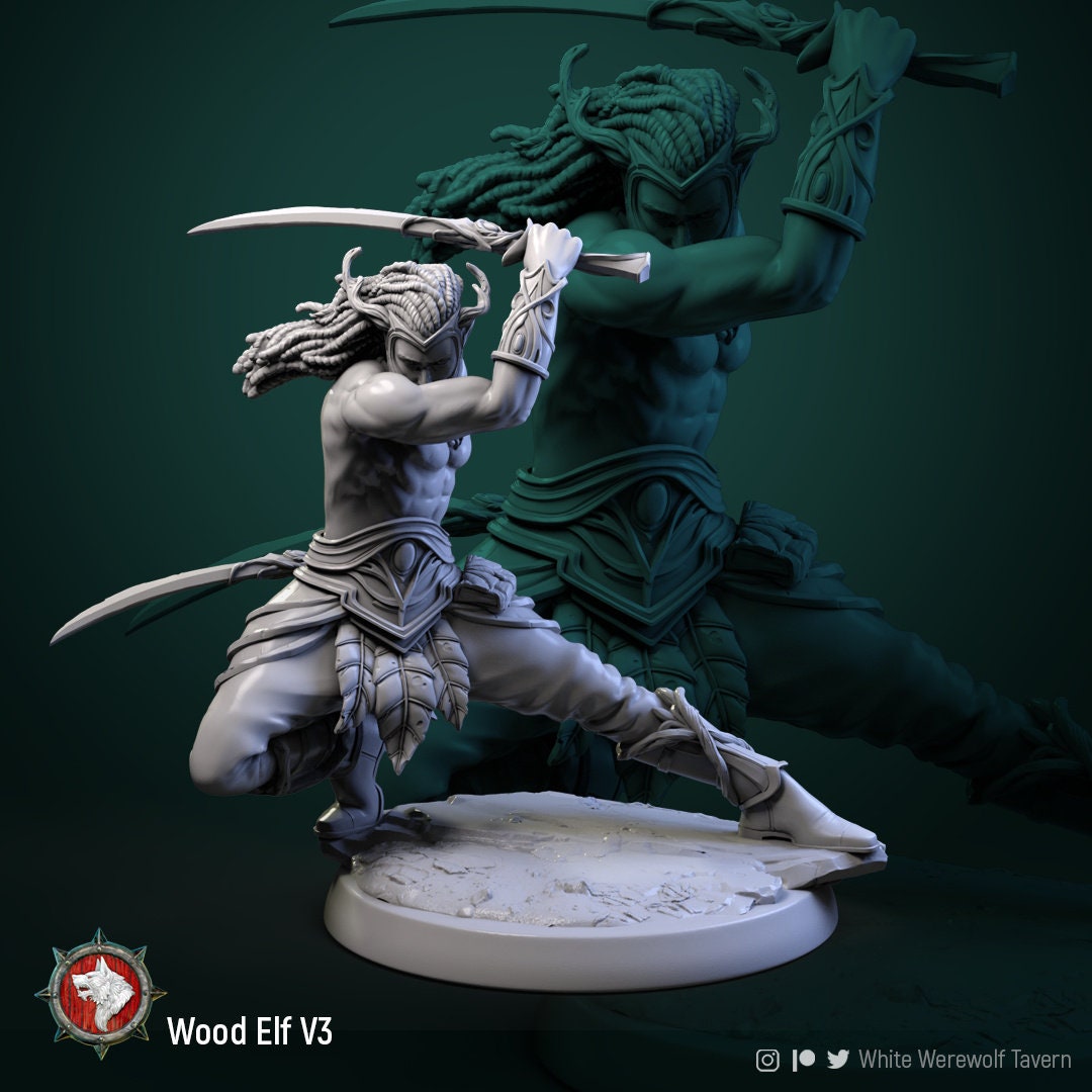 Wood Elf Miniature | Tabletop RPG Miniature | White Werewolf Tavern | Roleplaying 3D Printed Fantasy Mini - 3DPrintDen