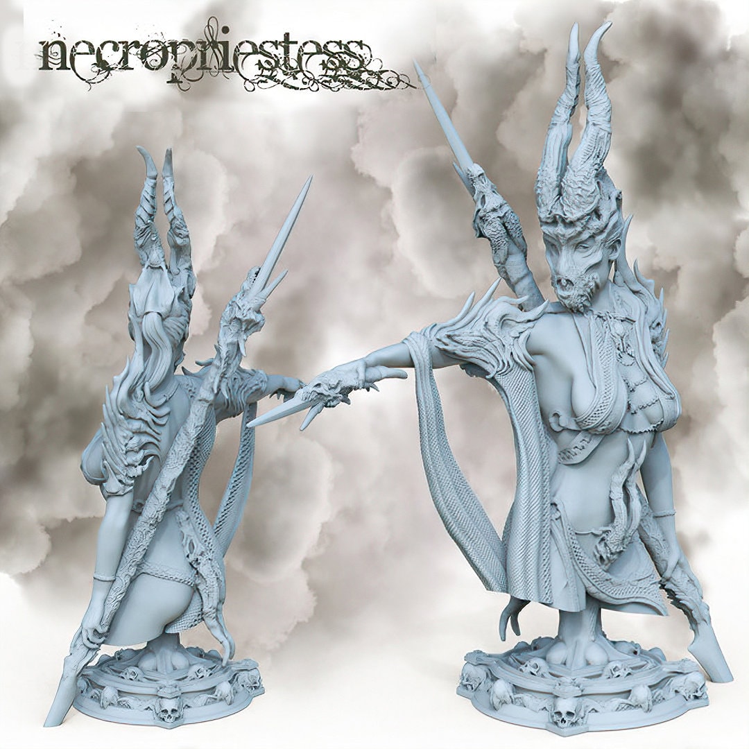 Necromancer Priestess Bust | Tabletop RPG Miniature | Printomancer | Bust | Roleplaying 3D Printed Fantasy Mini - 3DPrintDen