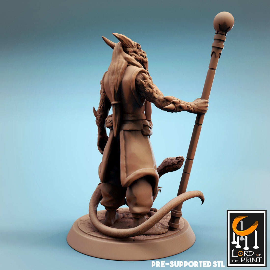 Dragonborn Wizard Miniature, Kriv | Tabletop RPG Miniature | Rescale Miniature | Roleplaying 3D Printed Fantasy Mini - 3DPrintDen