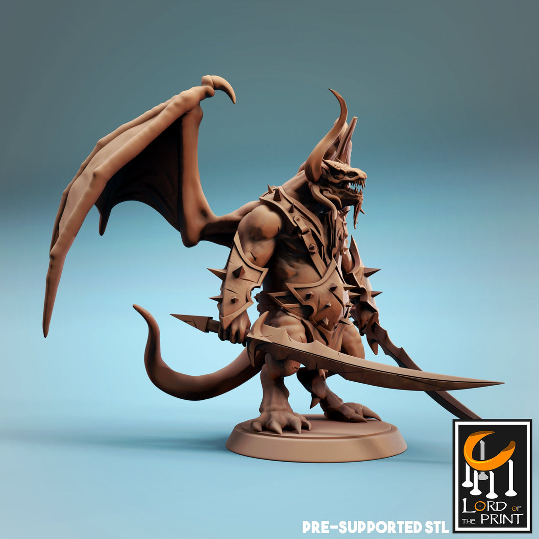 Half Dragon Soldier Miniature | Tabletop RPG Miniature | Rescale Miniature | Roleplaying 3D Printed Fantasy Mini - 3DPrintDen