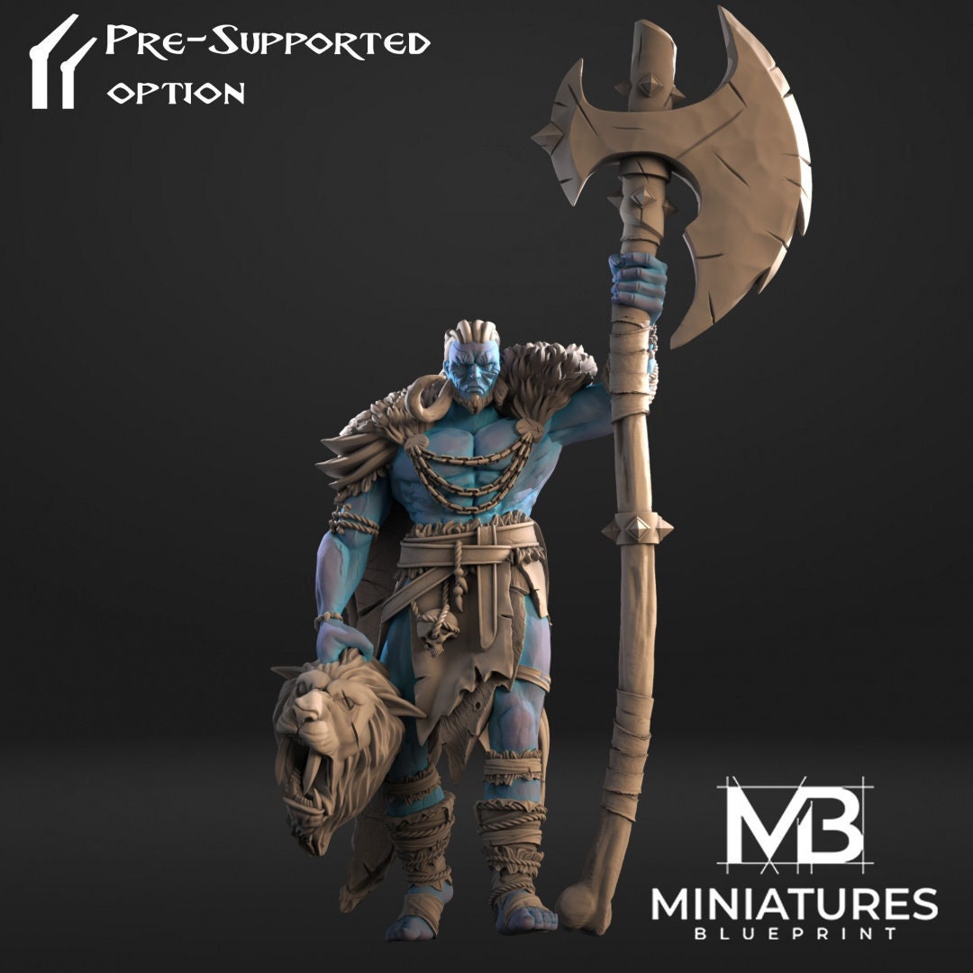 Frost Giant Miniature, Broorg | Tabletop RPG Miniature | Miniatures Blueprint | Roleplaying 3D Printed Fantasy Mini - 3DPrintDen