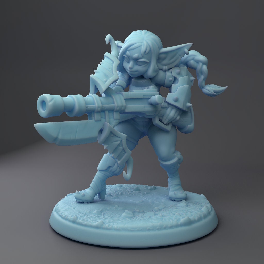 Fighter Goblin Gunner Miniature | Twin Goddess Miniatures | Tabletop RPG Miniature | Roleplaying 3D Printed Fantasy Mini - 3DPrintDen