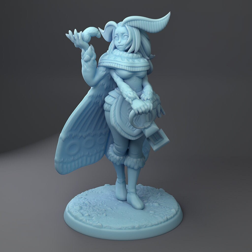 Moth Girl Miniature | Twin Goddess Miniatures | Tabletop RPG Miniature | Roleplaying 3D Printed Fantasy Mini - 3DPrintDen