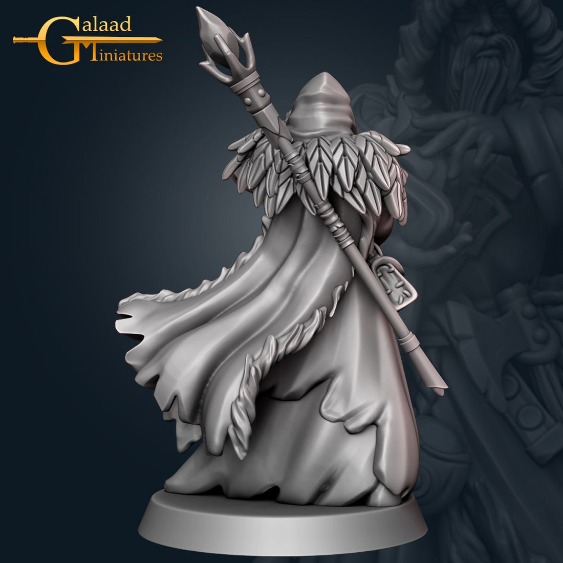 Nordic Wizard Miniature | Tabletop RPG Miniature | Galaad Miniatures | Roleplaying 3D Printed Fantasy Mini - 3DPrintDen