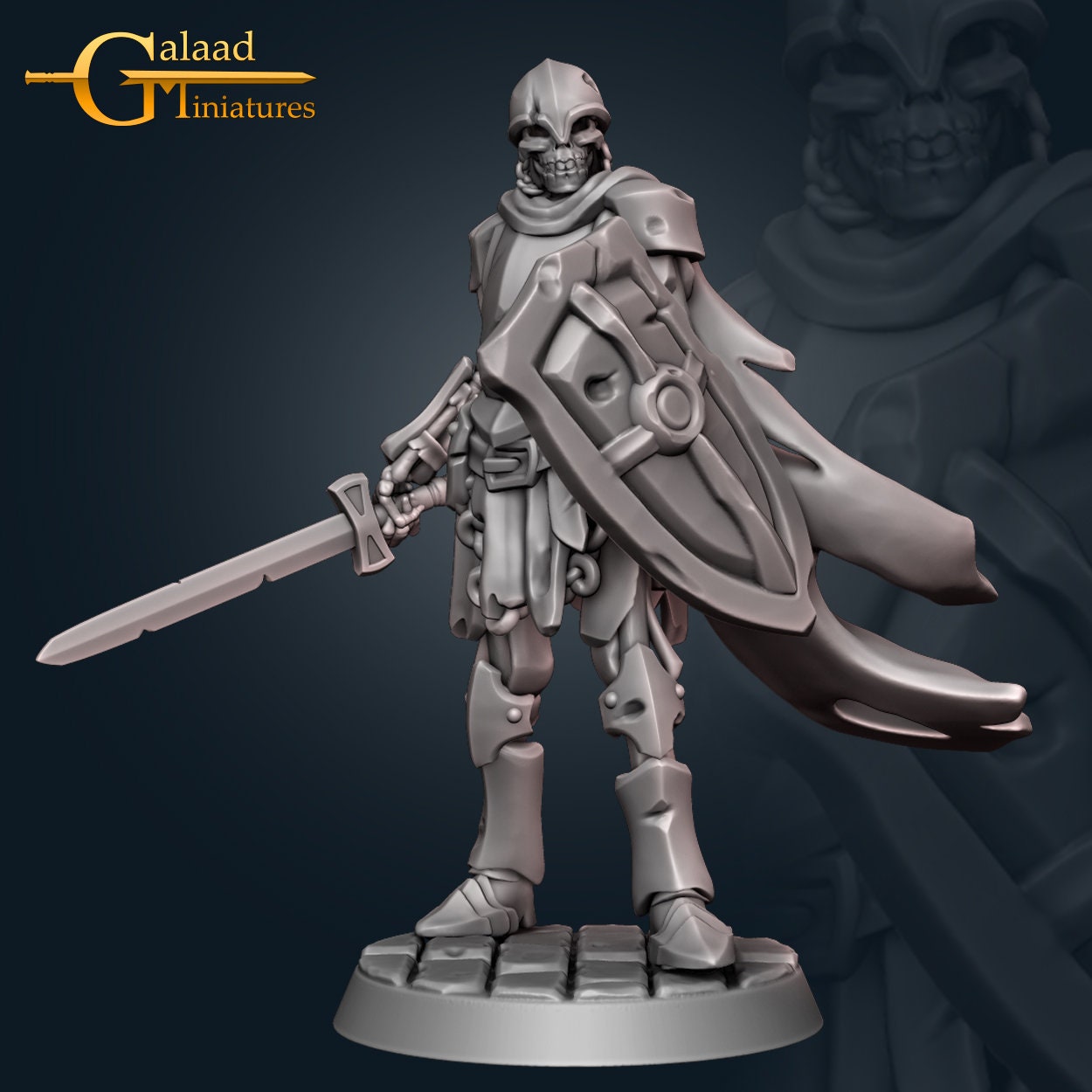 Skeleton Warrior Miniature | Tabletop RPG Miniature | Galaad Miniatures | Roleplaying 3D Printed Fantasy Mini - 3DPrintDen