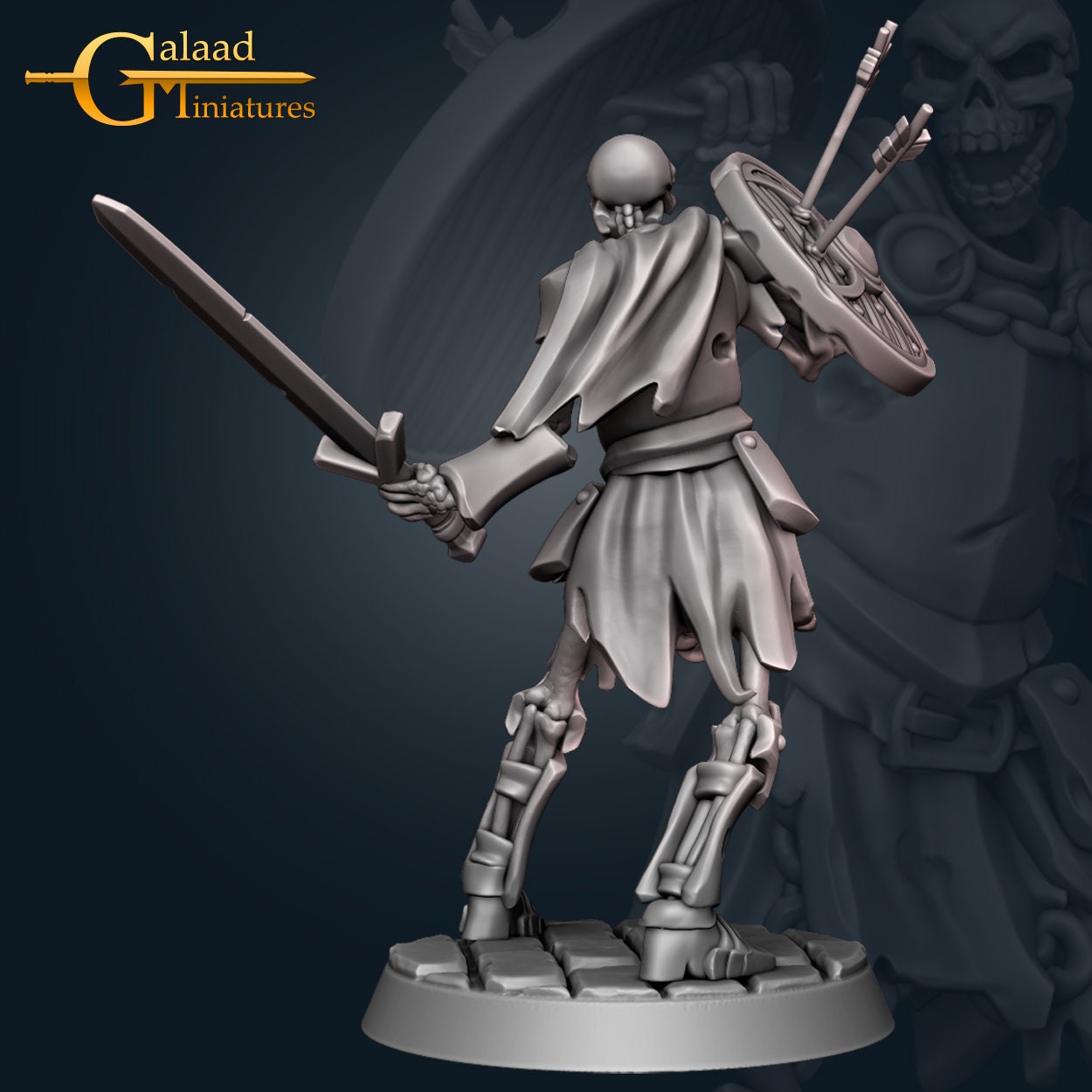 Skeleton Warrior Miniature | Tabletop RPG Miniature | Galaad Miniatures | Roleplaying 3D Printed Fantasy Mini - 3DPrintDen