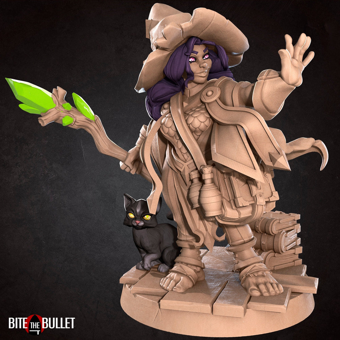 Female Halfling Wizard Miniature | Tabletop RPG Miniature | Bite the Bullet | Roleplaying 3D Printed Fantasy Mini - 3DPrintDen