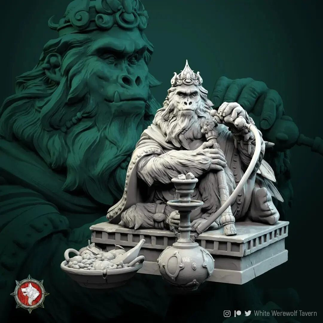 Monkey King Miniature | Tabletop RPG Miniature | White Werewolf Tavern | Roleplaying 3D Printed Fantasy Mini - 3DPrintDen