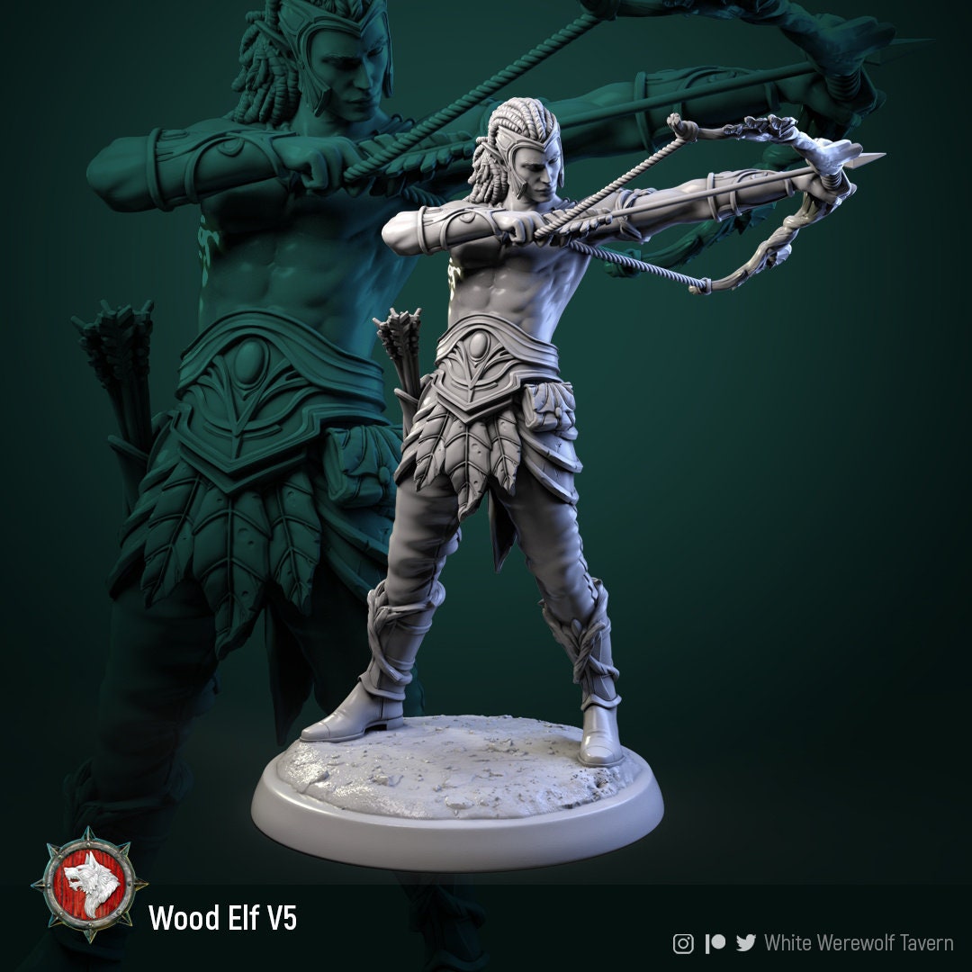 Wood Elf Miniature | Tabletop RPG Miniature | White Werewolf Tavern | Roleplaying 3D Printed Fantasy Mini - 3DPrintDen