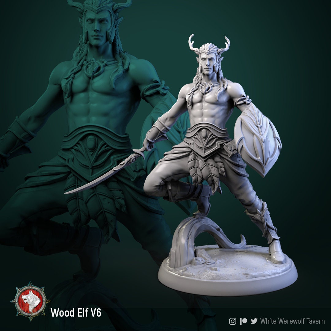 Wood Elf Miniature | Tabletop RPG Miniature | White Werewolf Tavern | Roleplaying 3D Printed Fantasy Mini - 3DPrintDen