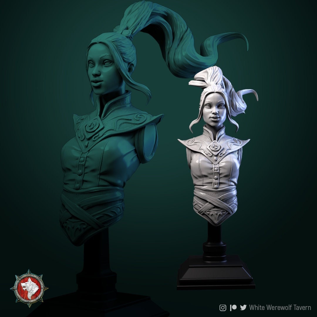 Air Elemental Wizard Bust | Tabletop RPG Miniature | White Werewolf Tavern | Roleplaying 3D Printed Fantasy Mini - 3DPrintDen