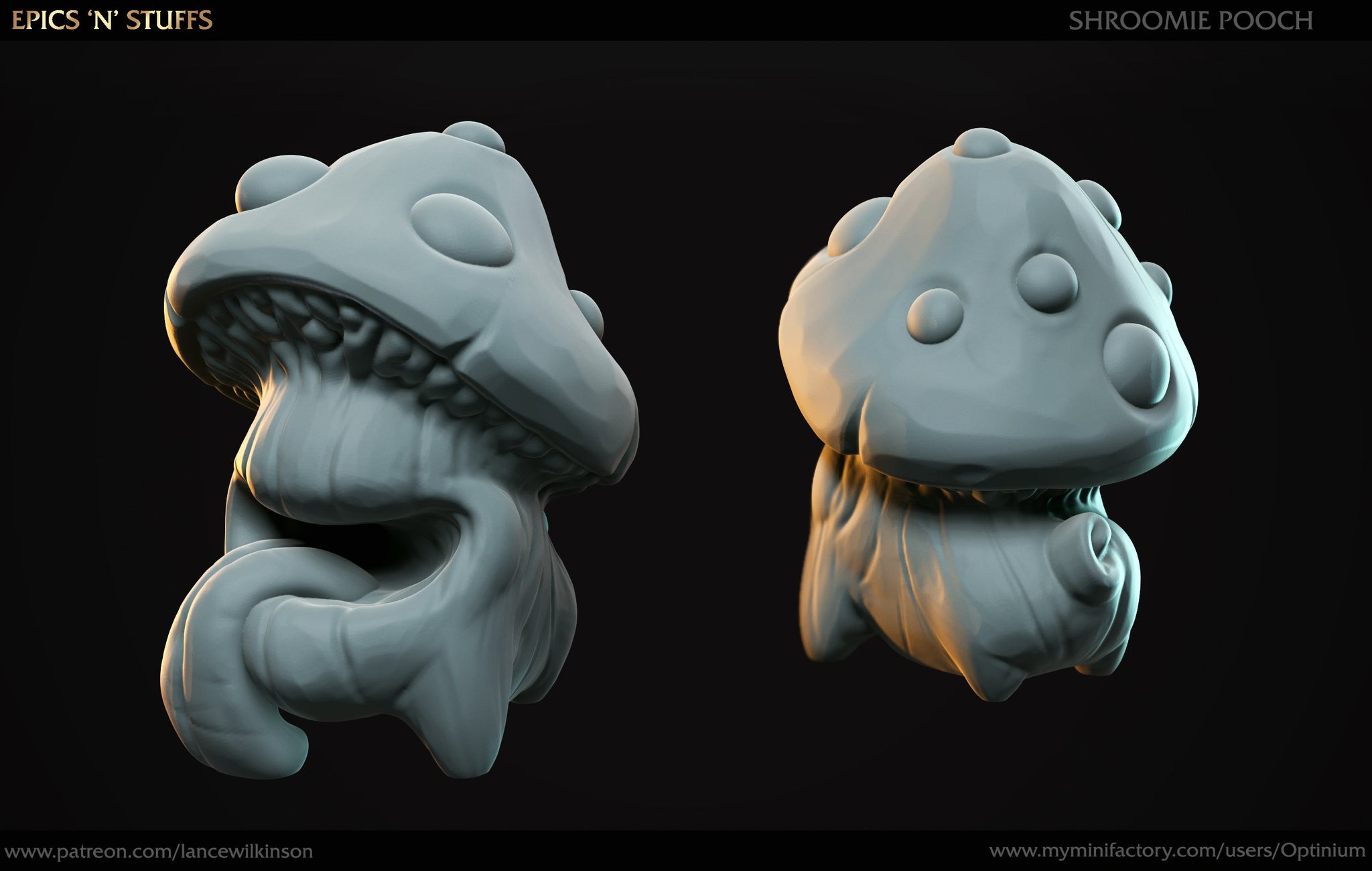 Shroomie Pup Miniature | Tabletop RPG Miniature | Epic 'N' Stuff | Roleplaying 3D Printed Fantasy Mini - 3DPrintDen