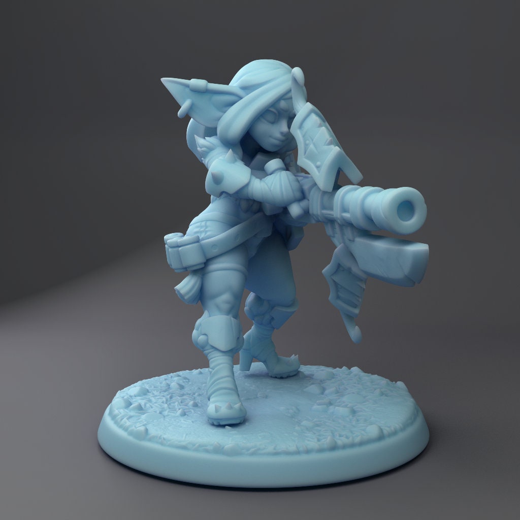 Fighter Goblin Gunner Miniature | Twin Goddess Miniatures | Tabletop RPG Miniature | Roleplaying 3D Printed Fantasy Mini - 3DPrintDen