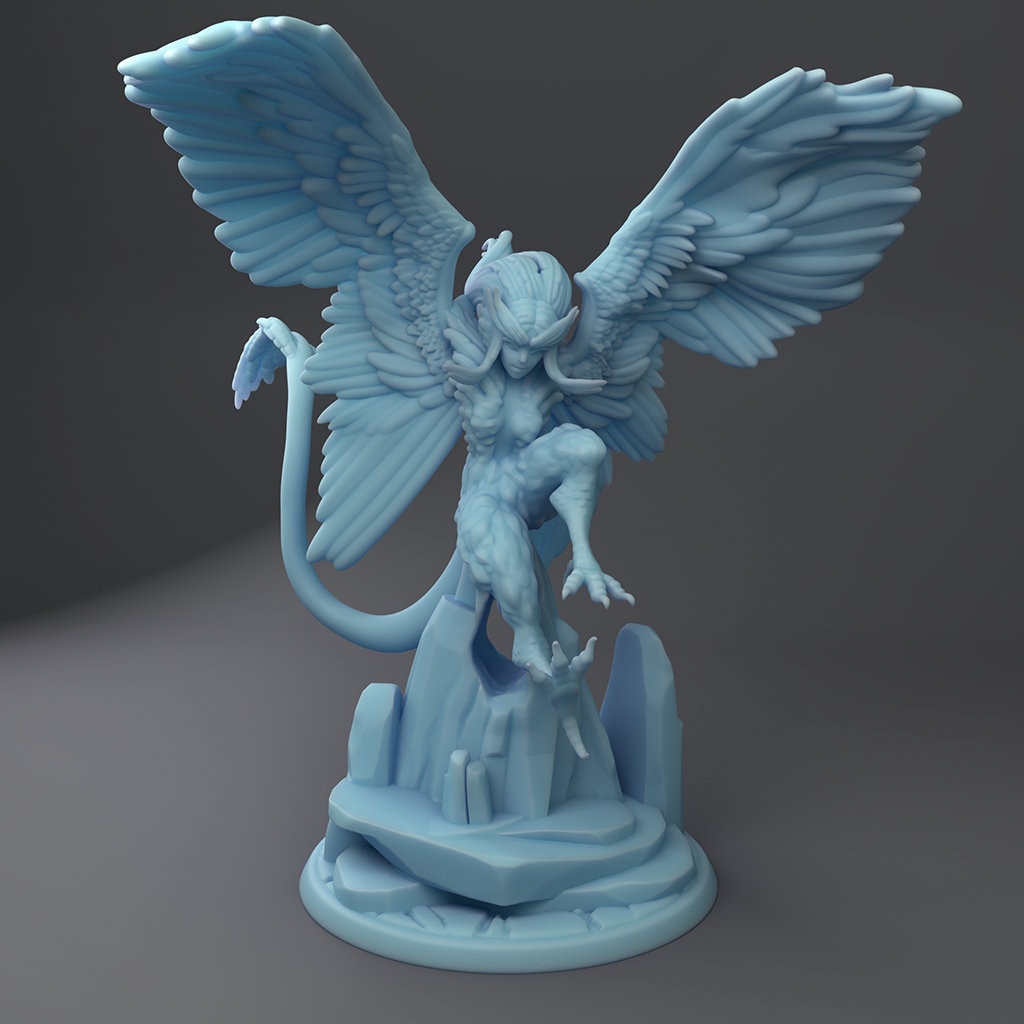 Harpy Miniature | Twin Goddess Miniatures | Tabletop RPG Miniature | Roleplaying 3D Printed Fantasy Mini - 3DPrintDen