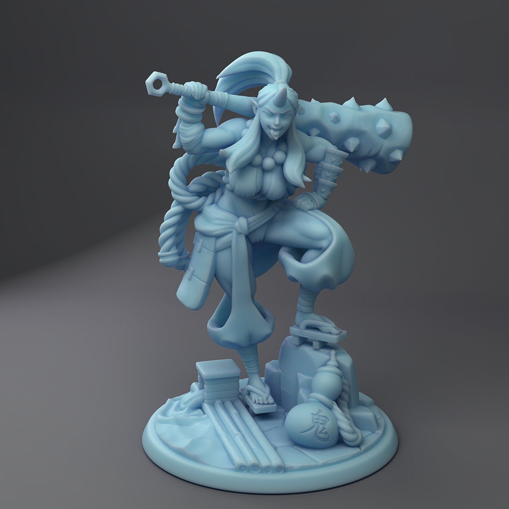 Female Demon Warrior Miniature | Twin Goddess Miniatures | Tabletop RPG Miniature | Roleplaying 3D Printed Fantasy Mini - 3DPrintDen