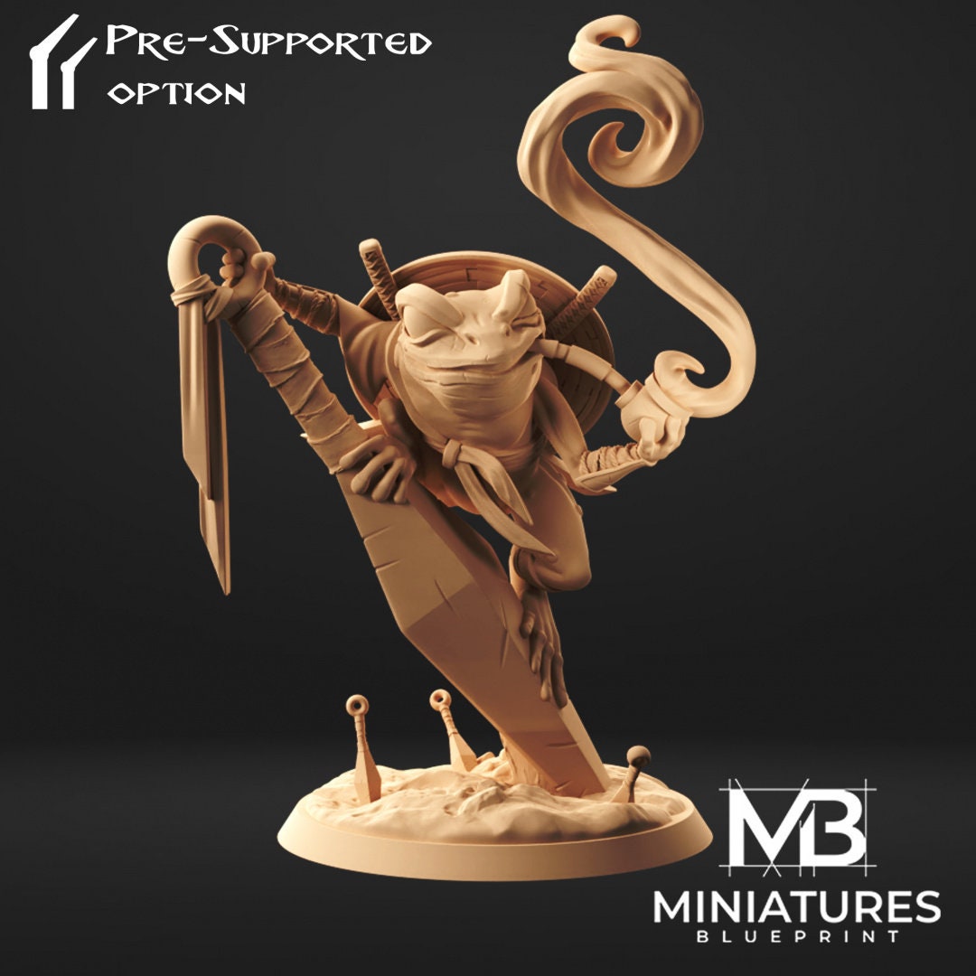 Frog Ninja Miniature | Tabletop RPG Miniature | Miniatures Blueprint | Roleplaying 3D Printed Fantasy Mini - 3DPrintDen