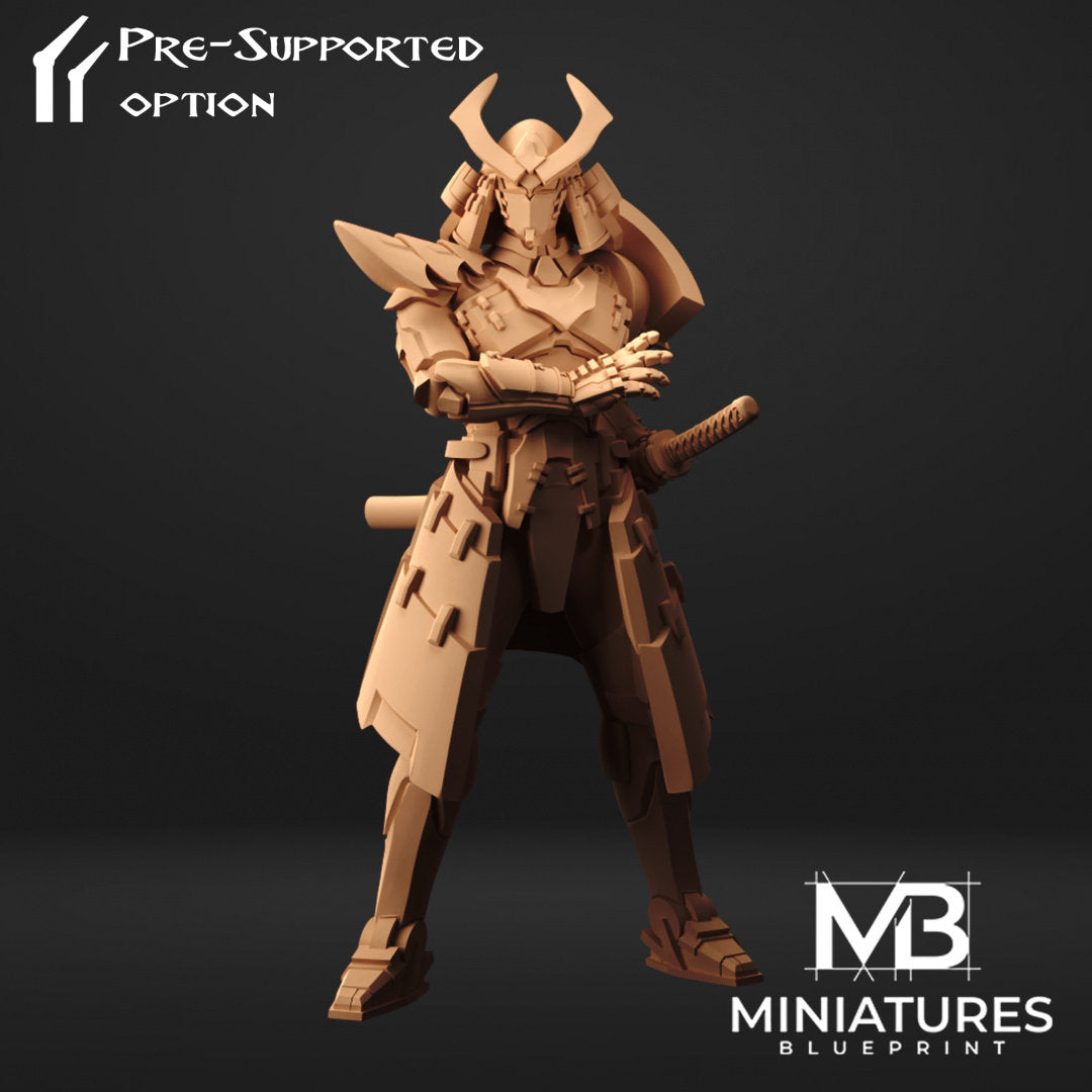 Robot Samurai Miniature | Tabletop RPG Miniature | Miniatures Blueprint | Roleplaying 3D Printed Fantasy Mini - 3DPrintDen