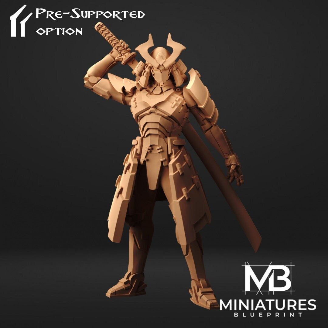 Robot Samurai Miniature | Tabletop RPG Miniature | Miniatures Blueprint | Roleplaying 3D Printed Fantasy Mini - 3DPrintDen