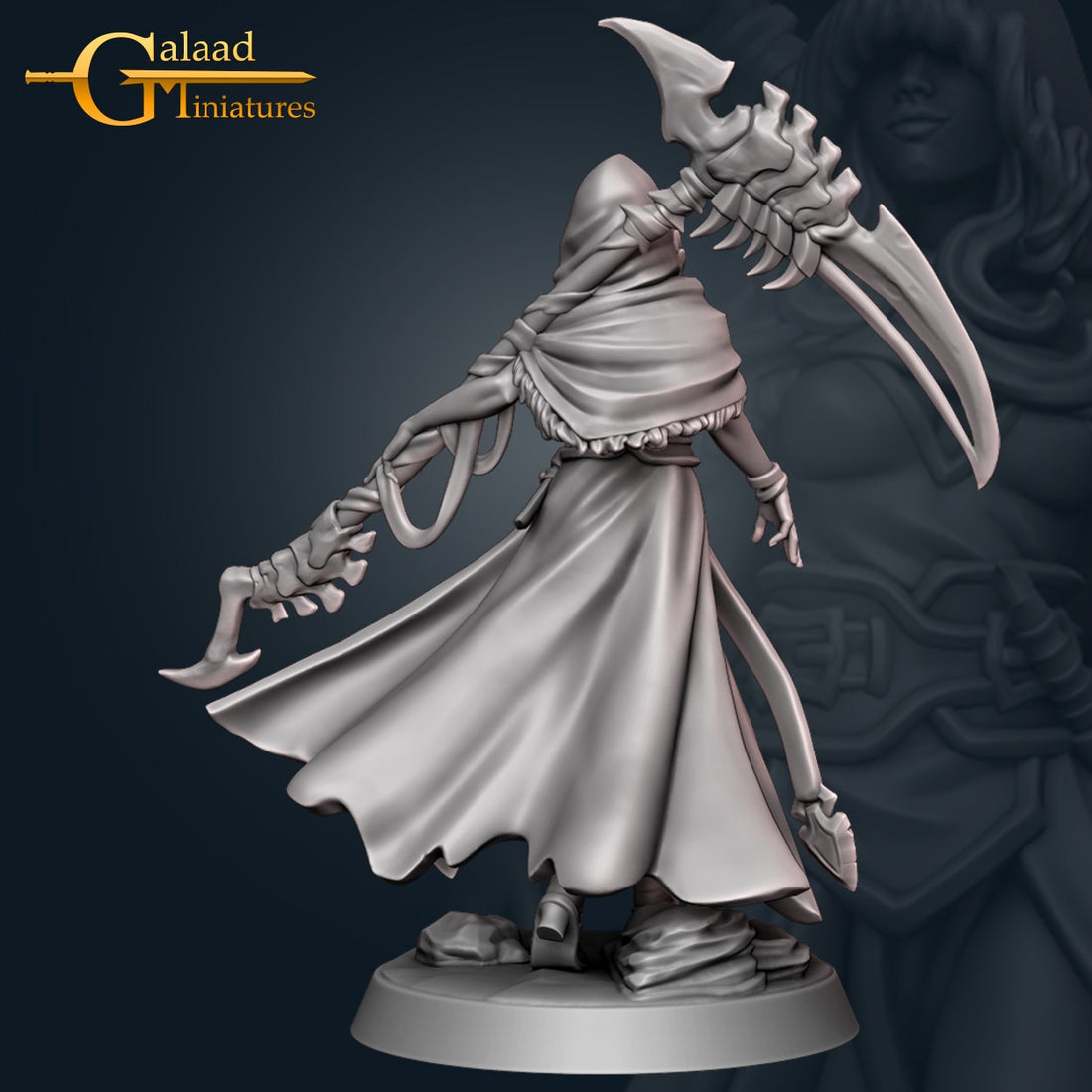 Female Reaper Miniature | Tabletop RPG Miniature | Galaad Miniatures | Roleplaying 3D Printed Fantasy Mini - 3DPrintDen