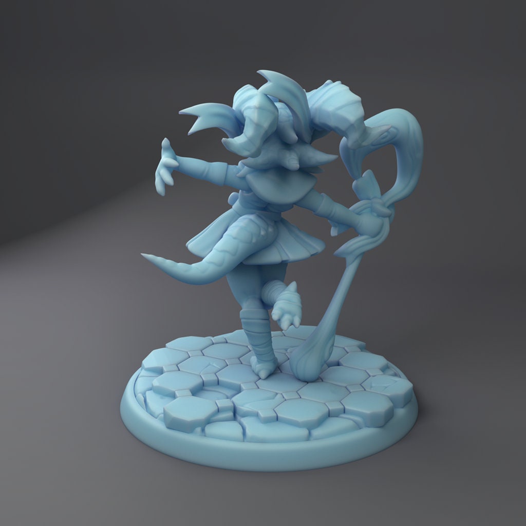 Female Kobold Wizard Miniature | Twin Goddess Miniatures | Tabletop RPG Miniature | Roleplaying 3D Printed Fantasy Mini - 3DPrintDen