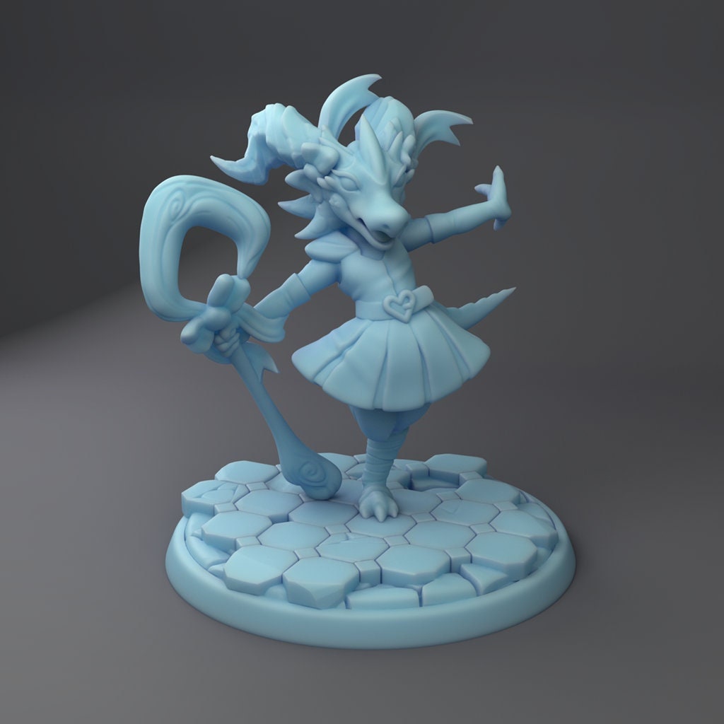 Female Kobold Wizard Miniature | Twin Goddess Miniatures | Tabletop RPG Miniature | Roleplaying 3D Printed Fantasy Mini - 3DPrintDen