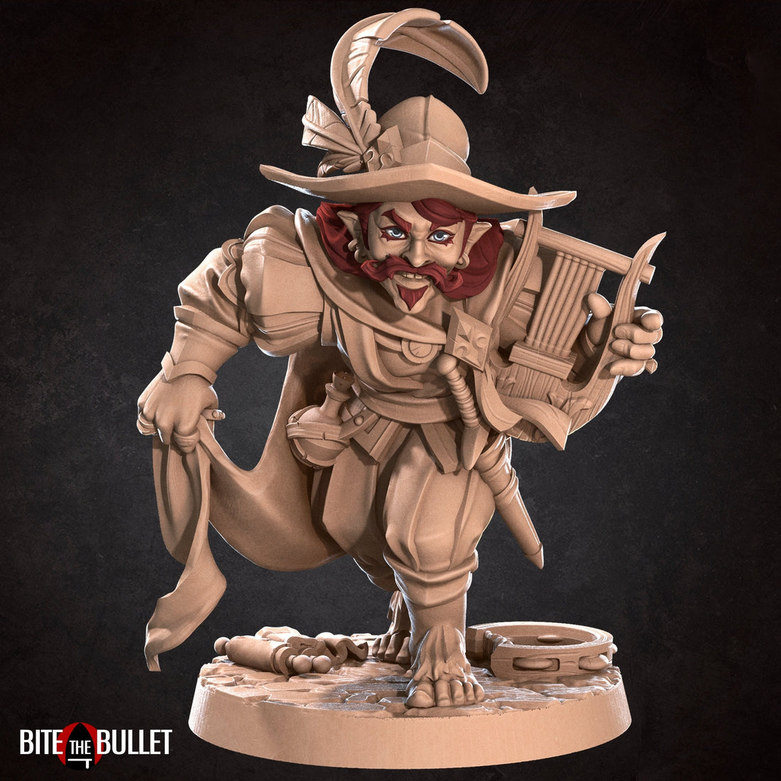 Halfling Bard Miniature | Tabletop RPG Miniature | Bite the Bullet | Roleplaying 3D Printed Fantasy Mini - 3DPrintDen