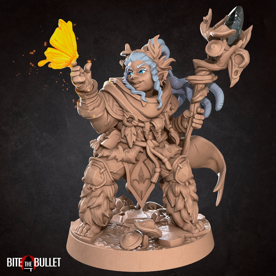 Female Halfling Druid Miniature | Tabletop RPG Miniature | Bite the Bullet | Roleplaying 3D Printed Fantasy Mini - 3DPrintDen