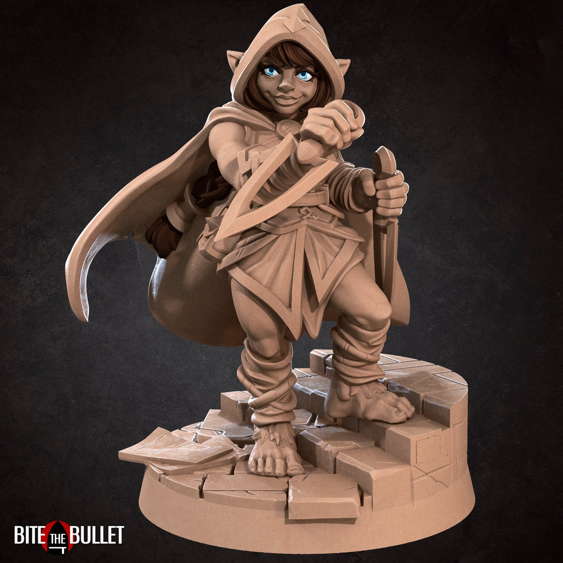 Female Halfling Rogue Miniature | Tabletop RPG Miniature | Bite the Bullet | Roleplaying 3D Printed Fantasy Mini - 3DPrintDen