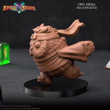 Owl Ninja Miniature | Tabletop RPG Miniature | Epic 'N' Stuff | Roleplaying 3D Printed Fantasy Mini - 3DPrintDen