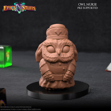 Owl Nurse Miniature | Tabletop RPG Miniature | Epic 'N' Stuff | Roleplaying 3D Printed Fantasy Mini - 3DPrintDen