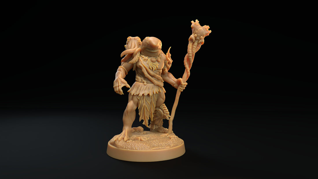 Sharkman Fighter Miniature | Tabletop RPG Miniature | Dragon Trappers Lodge | Roleplaying 3D Printed Fantasy Mini - 3DPrintDen