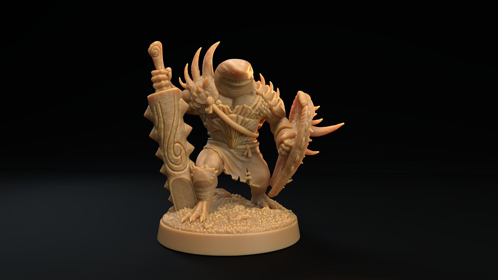 Sharkman Fighter Miniature | Tabletop RPG Miniature | Dragon Trappers Lodge | Roleplaying 3D Printed Fantasy Mini - 3DPrintDen