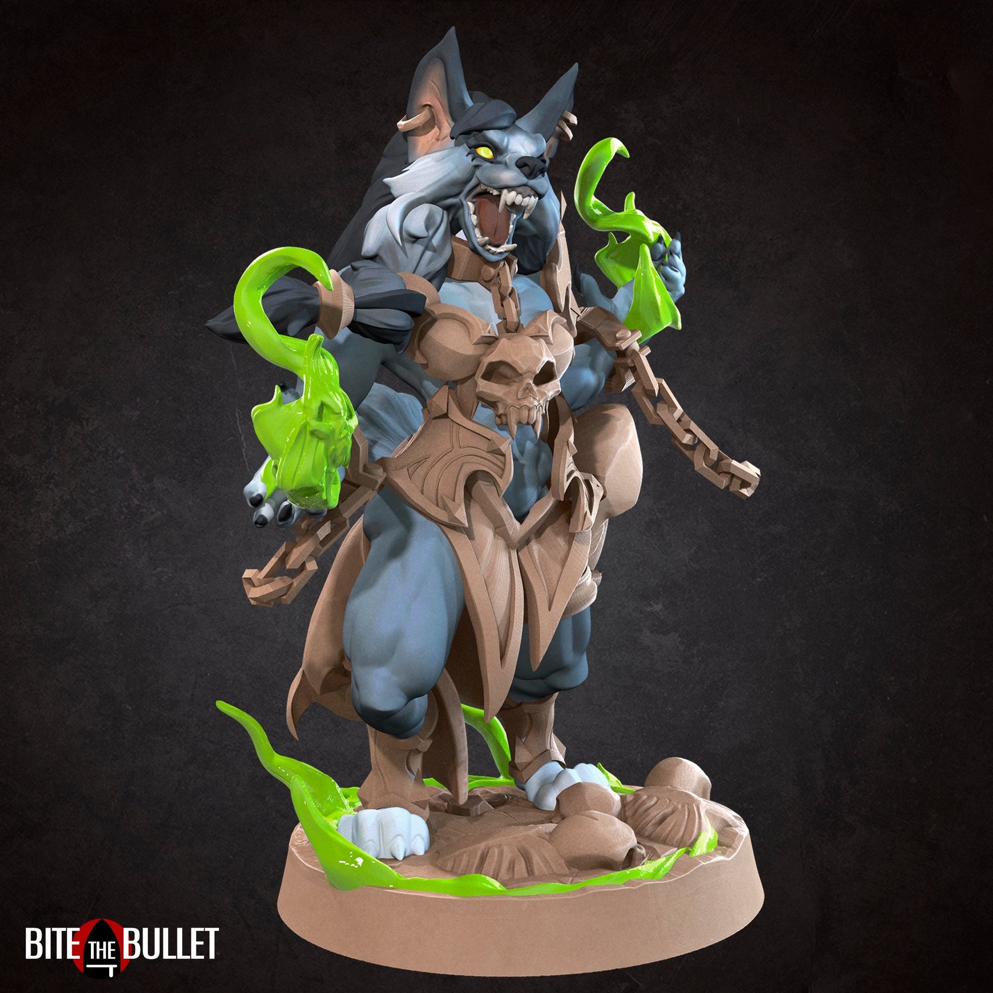 Female Werewolf Warlock Miniature | Tabletop RPG Miniature | Bite the Bullet | Roleplaying 3D Printed Fantasy Mini - 3DPrintDen