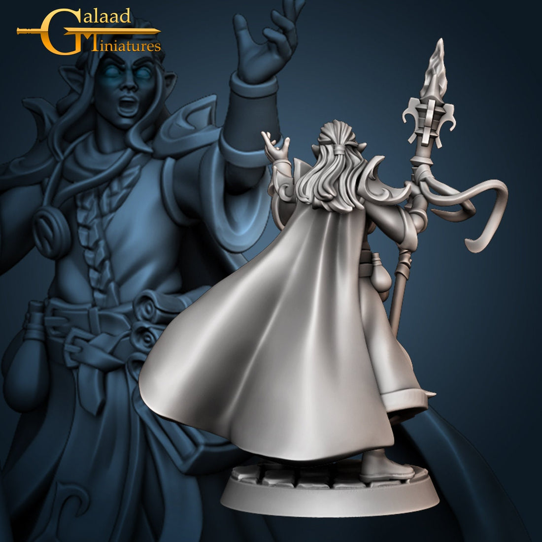 Elf Wizard Miniature | Tabletop RPG Miniature | Galaad Miniatures | Roleplaying 3D Printed Fantasy Mini - 3DPrintDen