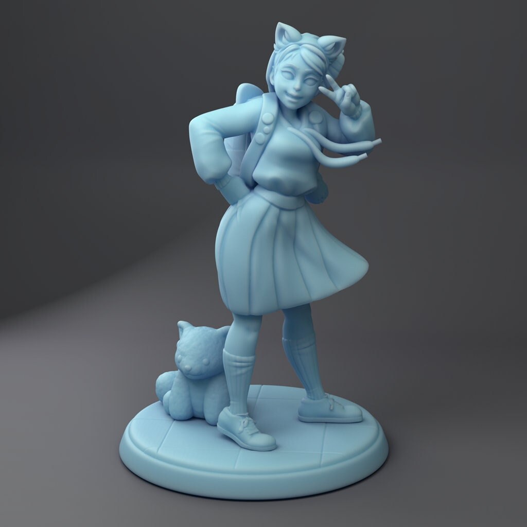 Red Panda Girl Miniature | Twin Goddess Miniatures | Tabletop RPG Miniature | Roleplaying 3D Printed Fantasy Mini - 3DPrintDen