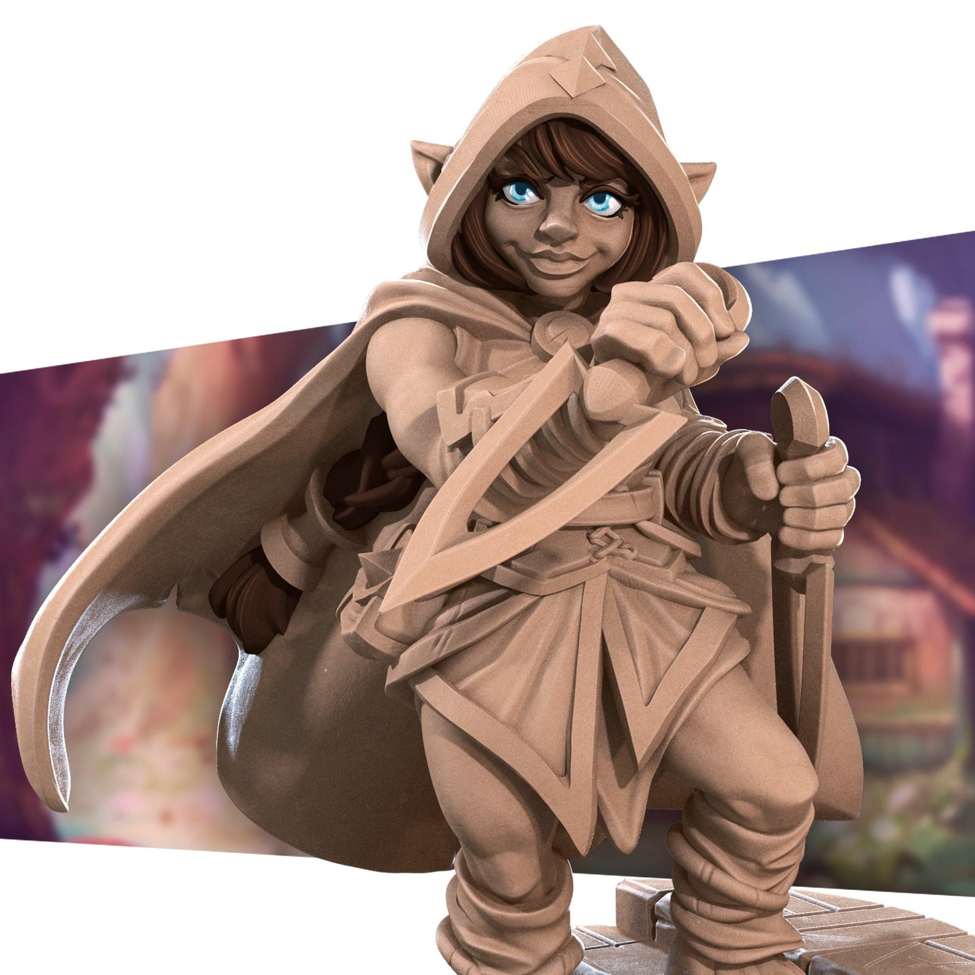 Female Halfling Rogue Miniature | Tabletop RPG Miniature | Bite the Bullet | Roleplaying 3D Printed Fantasy Mini - 3DPrintDen