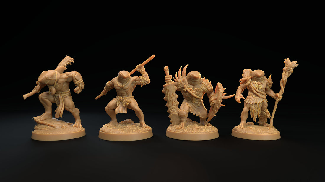 Sharkman Fighter Miniature | Tabletop RPG Miniature | Dragon Trappers Lodge | Roleplaying 3D Printed Fantasy Mini - 3DPrintDen