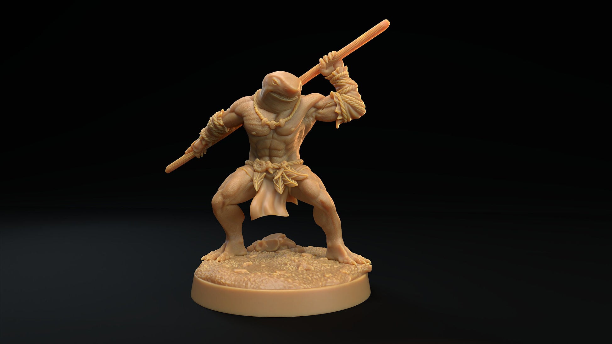 Sharkman Fighter Miniature | Tabletop RPG Miniature | Dragon Trappers Lodge | Roleplaying 3D Printed Fantasy Mini - 3DPrintDen