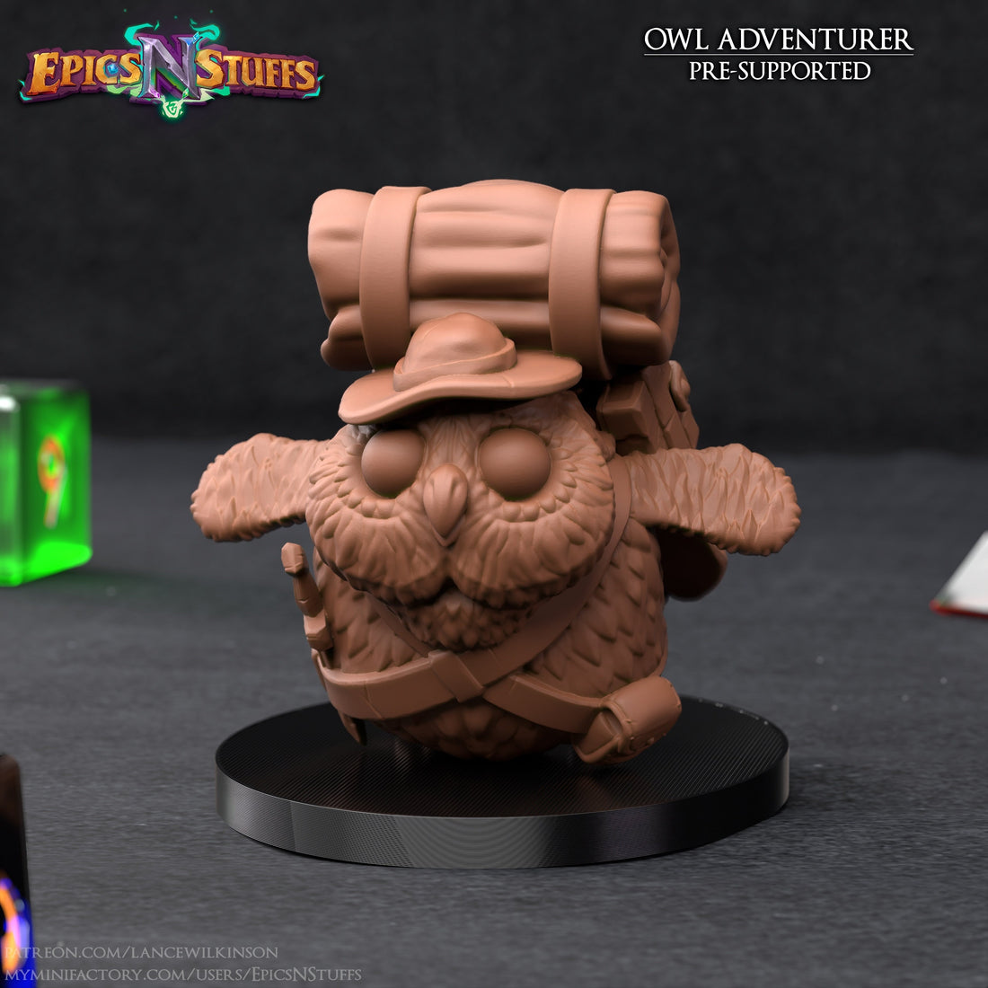 Owl Adventurer Miniature | Tabletop RPG Miniature | Epic 'N' Stuff | Roleplaying 3D Printed Fantasy Mini - 3DPrintDen