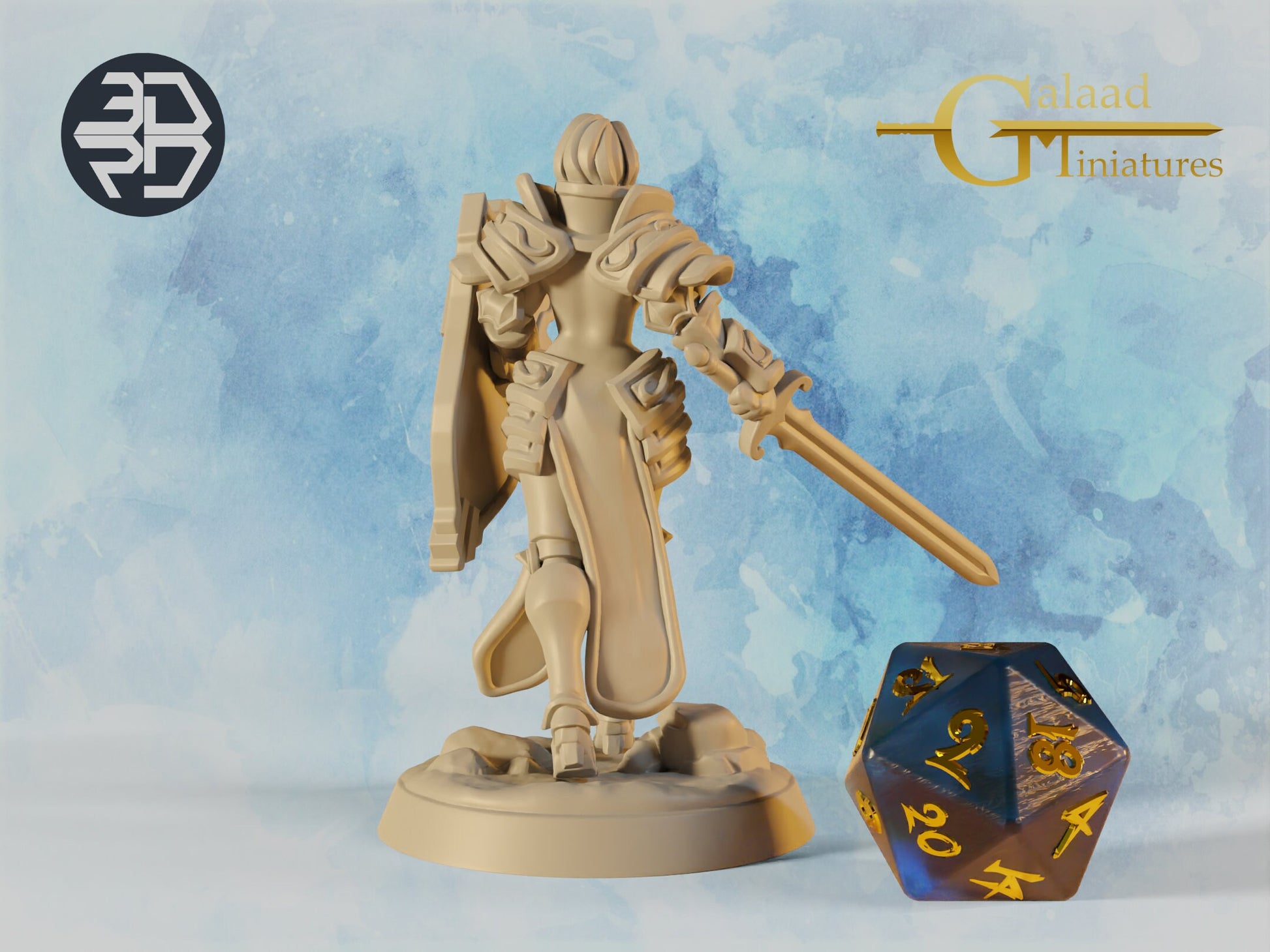 Female Knight Miniature | Tabletop RPG Miniature | Galaad Miniatures | Roleplaying 3D Printed Fantasy Mini - 3DPrintDen