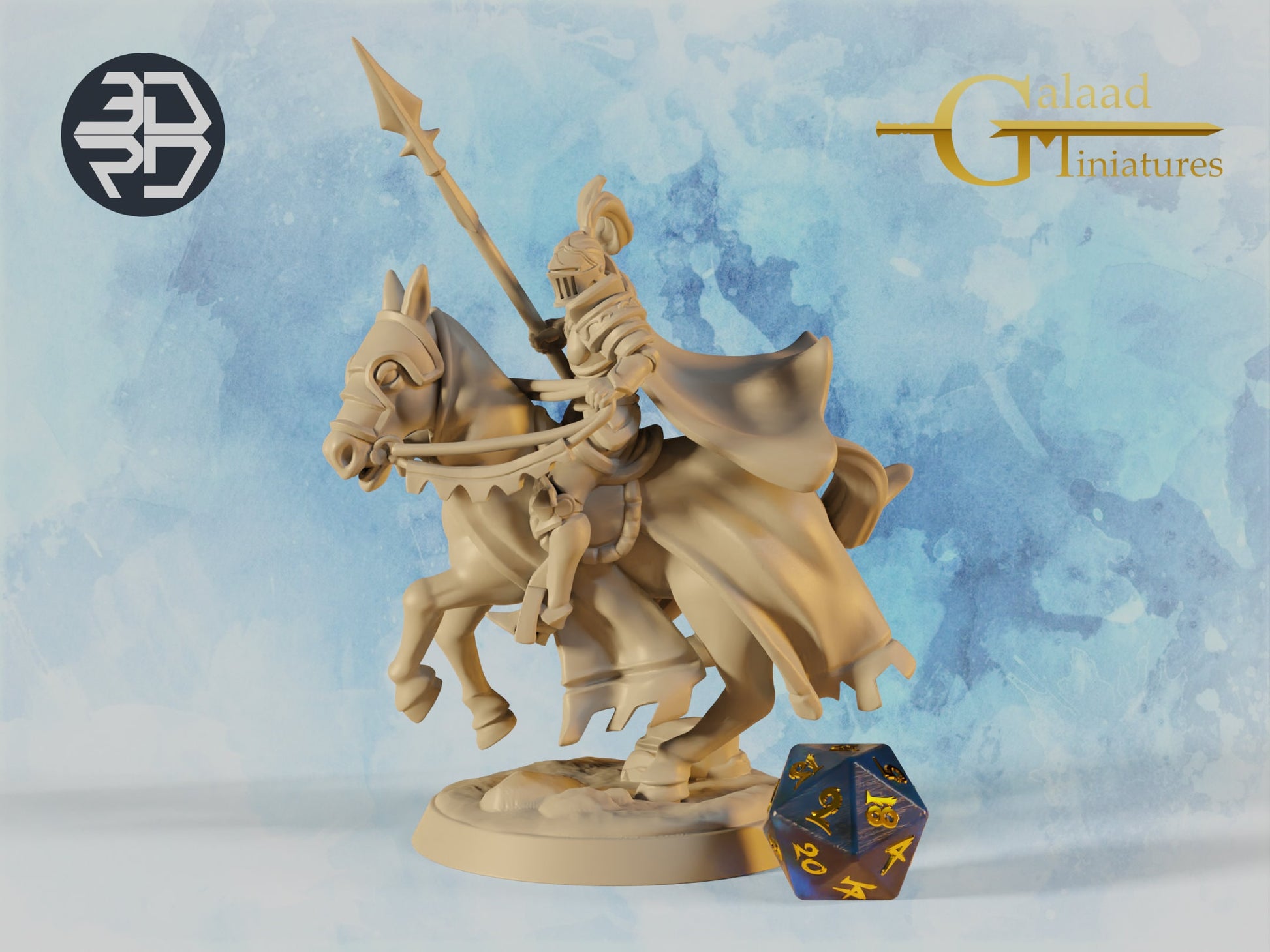 Female Rider Knight Miniature | Tabletop RPG Miniature | Galaad Miniatures | Roleplaying 3D Printed Fantasy Mini - 3DPrintDen