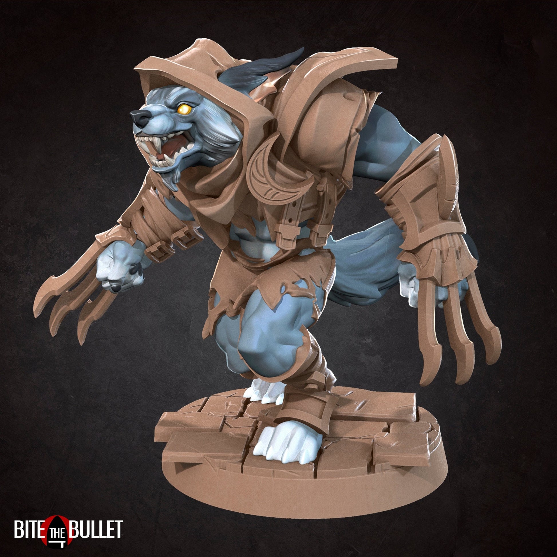 Werewolf Rogue Miniature | Tabletop RPG Miniature | Bite the Bullet | Roleplaying 3D Printed Fantasy Mini - 3DPrintDen