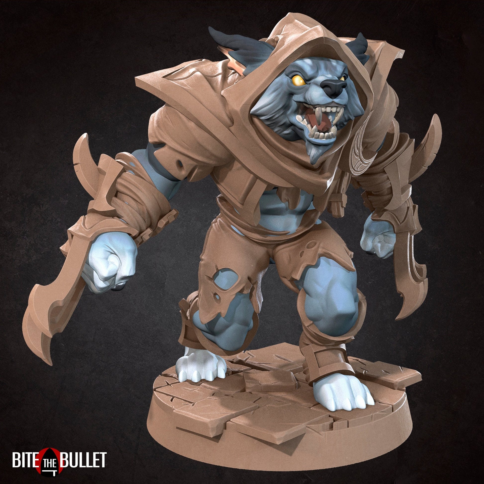 Werewolf Rogue Miniature | Tabletop RPG Miniature | Bite the Bullet | Roleplaying 3D Printed Fantasy Mini - 3DPrintDen